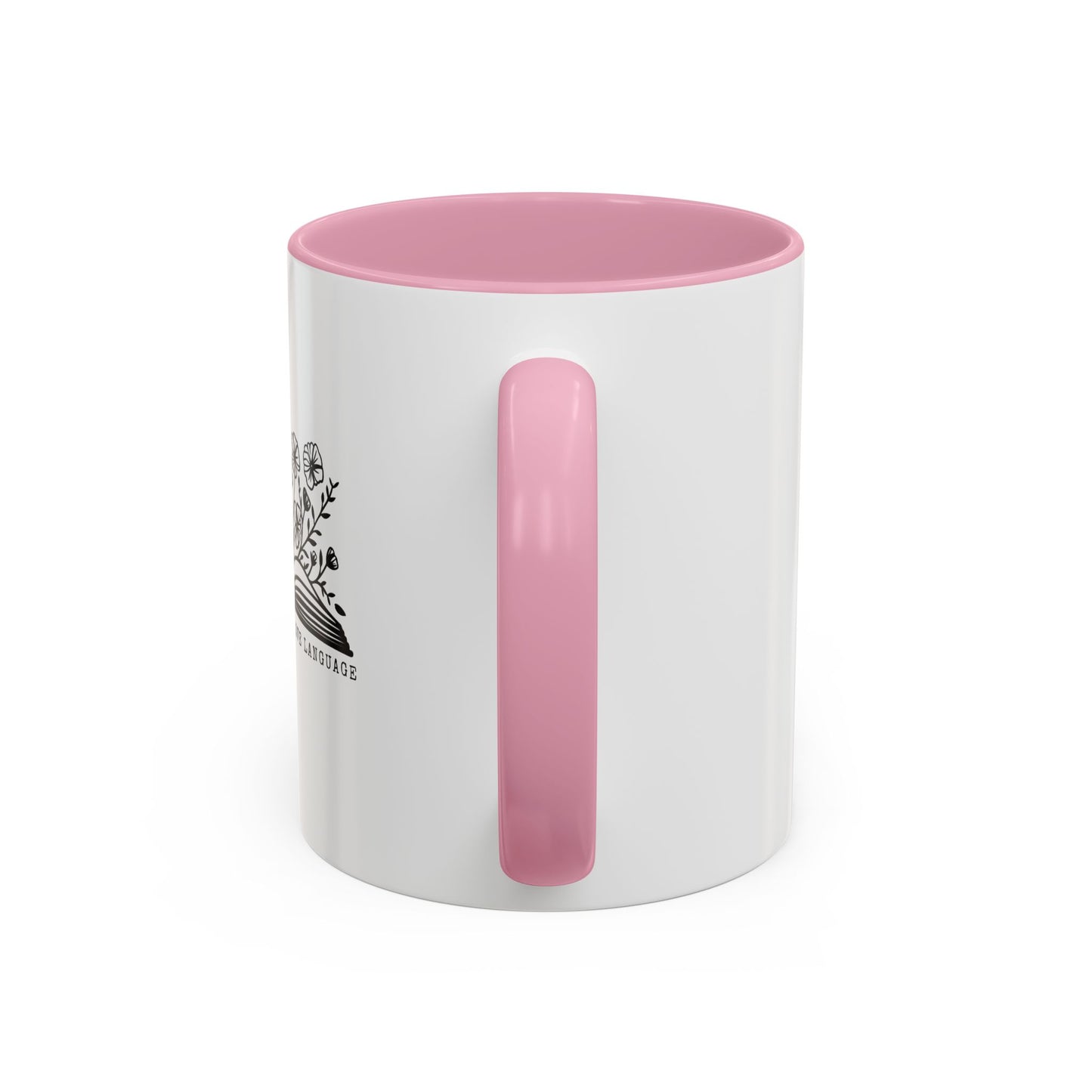 Reading is my love language — pink mug